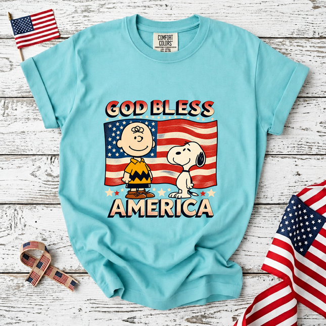 Comfort Colors God Bless America Retro Patriotic Friends T-Shirt