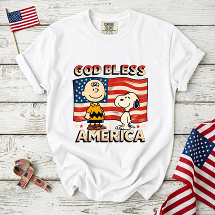 Comfort Colors God Bless America Retro Patriotic Friends T-Shirt