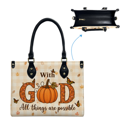 With God All Things Are Possible Leather Handbag
