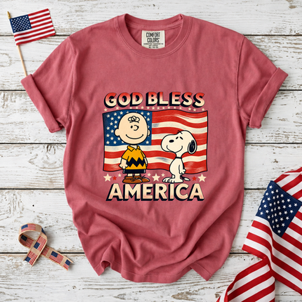 Comfort Colors God Bless America Retro Patriotic Friends T-Shirt