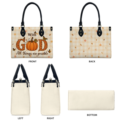 With God All Things Are Possible Leather Handbag