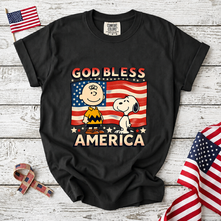 Comfort Colors God Bless America Retro Patriotic Friends T-Shirt