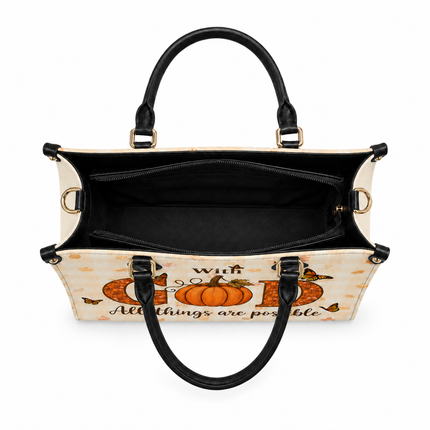 With God All Things Are Possible Leather Handbag