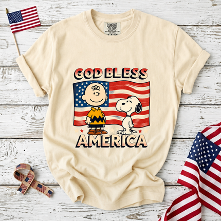 Comfort Colors God Bless America Retro Patriotic Friends T-Shirt