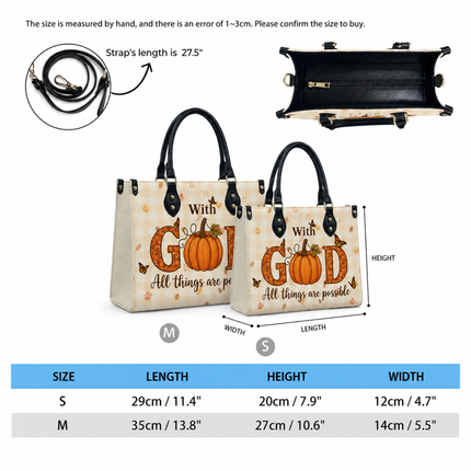 With God All Things Are Possible Leather Handbag