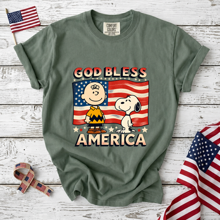 Comfort Colors God Bless America Retro Patriotic Friends T-Shirt