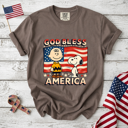 Comfort Colors God Bless America Retro Patriotic Friends T-Shirt