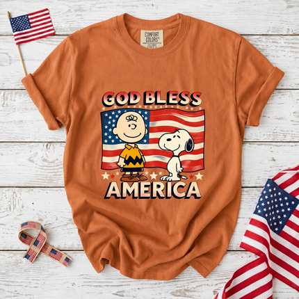 Comfort Colors God Bless America Retro Patriotic Friends T-Shirt