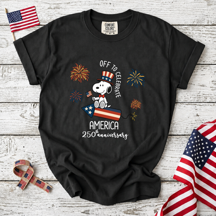 Comfort Colors Off To Celebrate America 250th Anniversary Fireworks T-Shirt