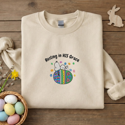 Resting in HIS Grace Embroidered Sweatshirt