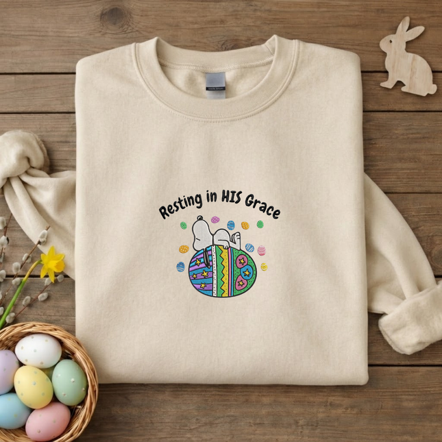 Resting in HIS Grace Embroidered Sweatshirt