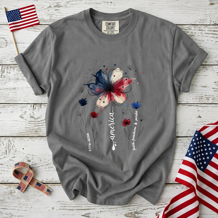Comfort Colors America Floral Watercolor Faith Freedom Pride T-Shirt
