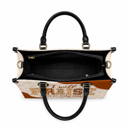 I Will Praise Him in Every Season Leather Handbag