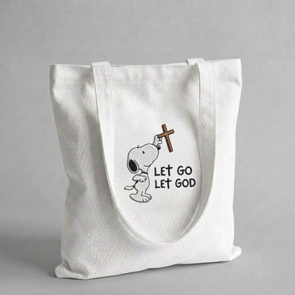 Let Go Let God Embroidered Tote Bag