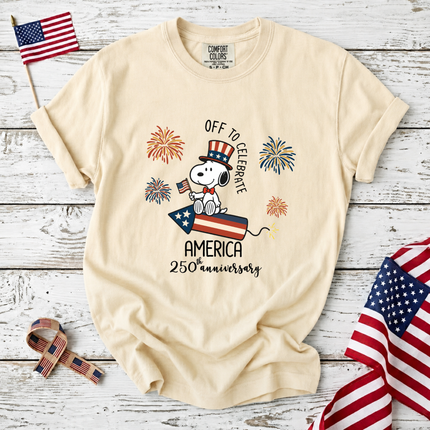 Comfort Colors Off To Celebrate America 250th Anniversary Fireworks T-Shirt