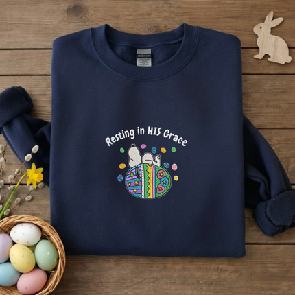Resting in HIS Grace Embroidered Sweatshirt