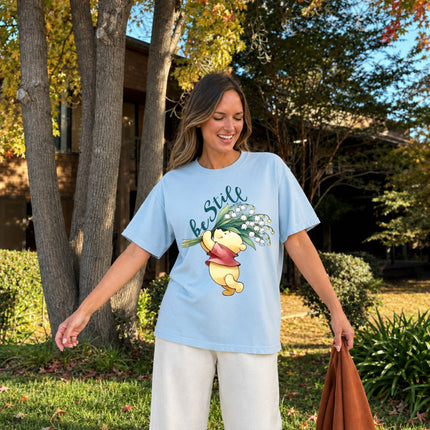 Comfort Colors Winnie The Pooh Be Still Psalm 4610 Floral T-shirt