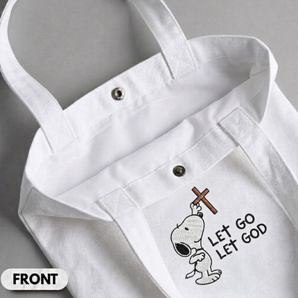 Let Go Let God Embroidered Tote Bag