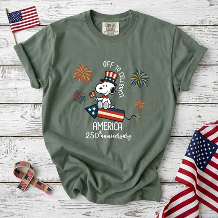 Comfort Colors Off To Celebrate America 250th Anniversary Fireworks T-Shirt