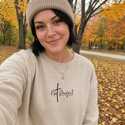 Not Perfect Just Forgiven Embroidered Sweatshirt