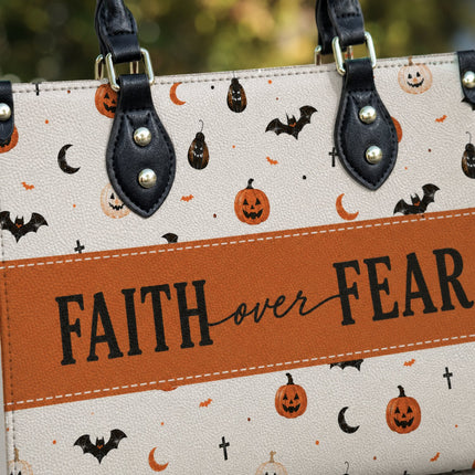 Faith Over Fear Leather Handbag