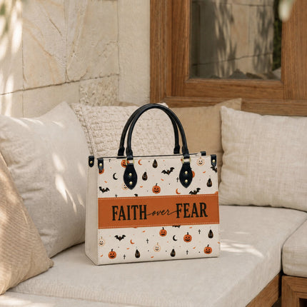Faith Over Fear Leather Handbag