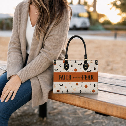 Faith Over Fear Leather Handbag