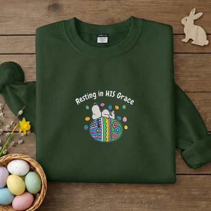 Resting in HIS Grace Embroidered Sweatshirt