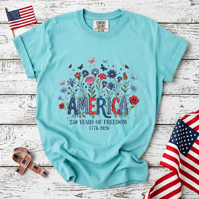 Comfort Colors America 250 Years Of Freedom Floral T-Shirt