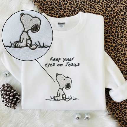Keep Your Eyes On Jesus Embroidered Sweatshirt