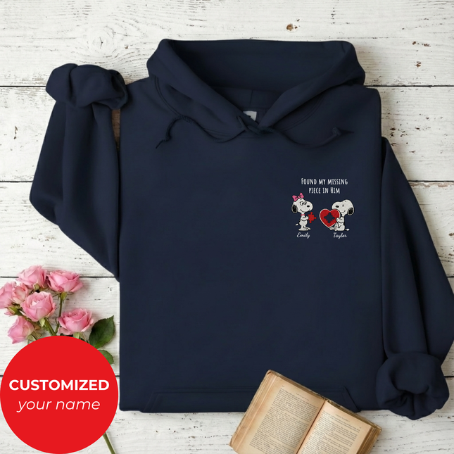 Found Missing Piece In Him Embroidered Hoodie