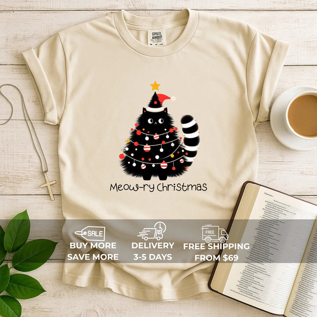 Comfort Colors Meow-ry Christmas T-Shirt