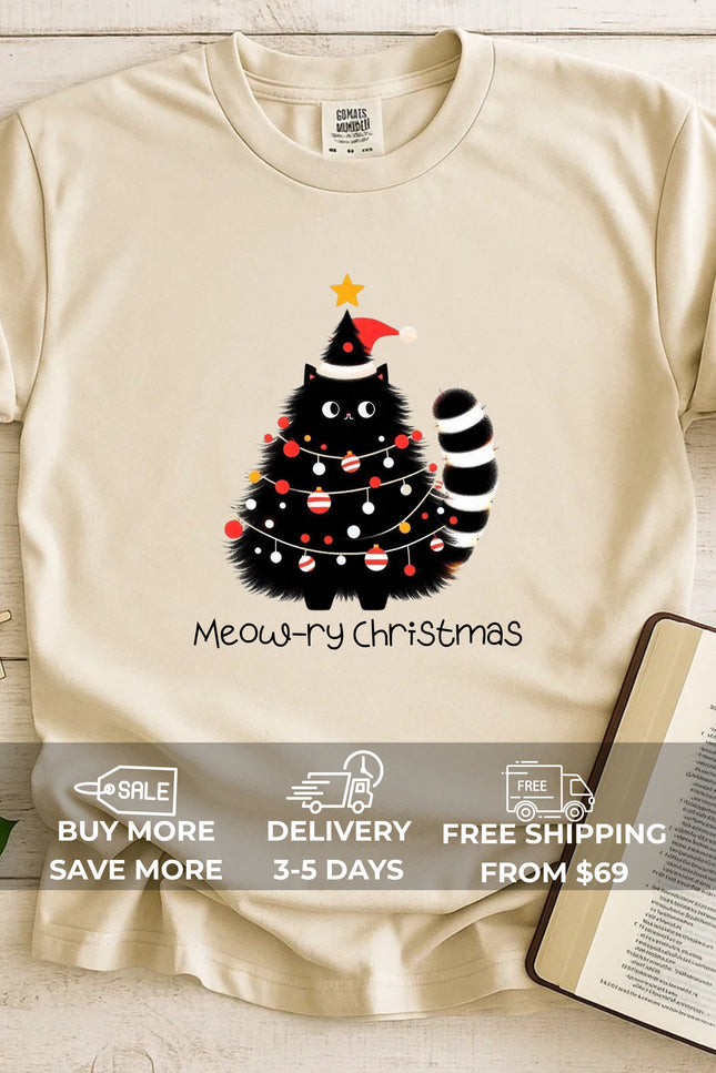 Comfort Colors Meow-ry Christmas T-Shirt