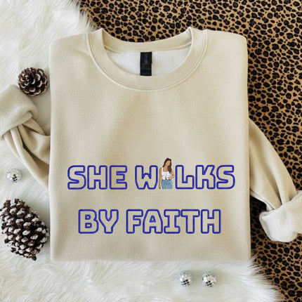 She Walks By Faith Embroidered Sweatshirt