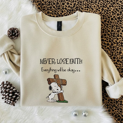never lose faith Embroidered Sweatshirt