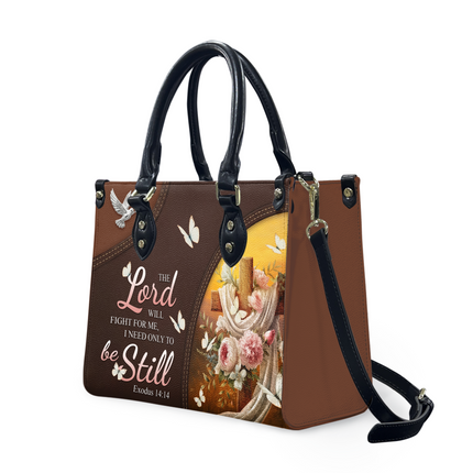 The Lord Will Fight For Me Leather Handbag
