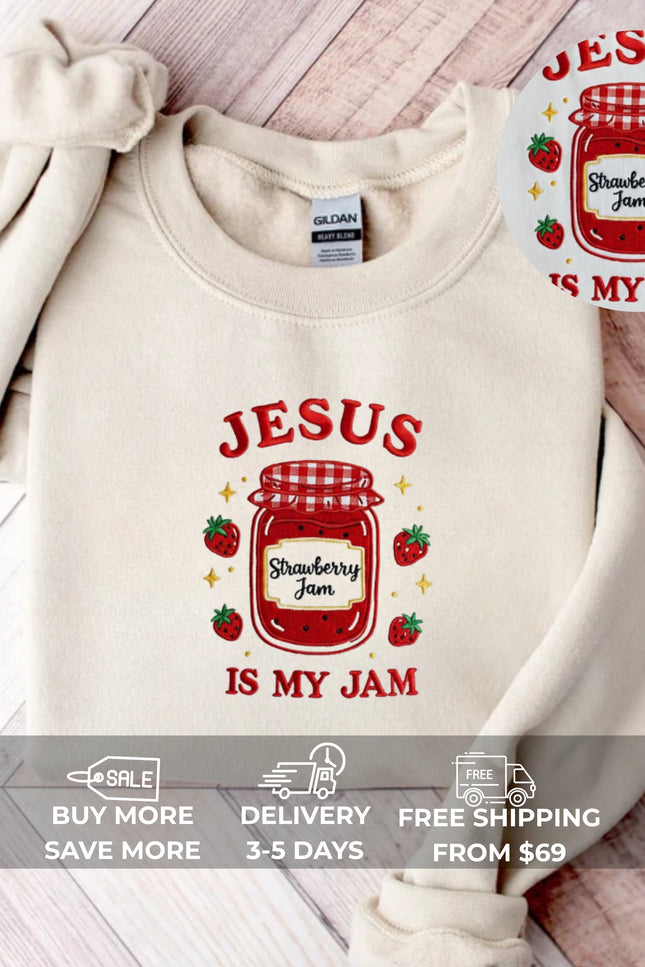 Jesus Is My Jam Embroidery Sweatshirt