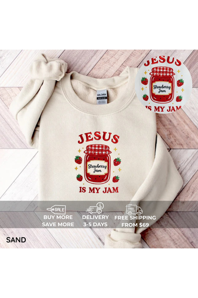 Jesus Is My Jam Embroidery Sweatshirt