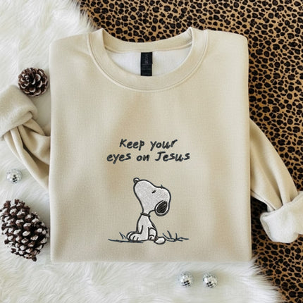 Keep Your Eyes On Jesus Embroidered Sweatshirt
