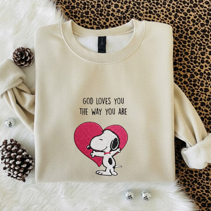 God Loves You The Way You Are Embroidered Sweatshirt