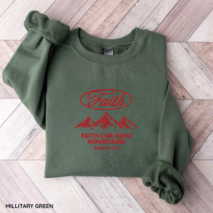 Faith Can Move Mountain Embroidery Sweatshirt