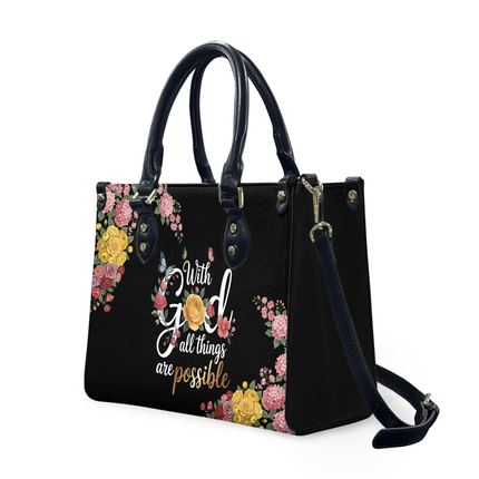 With God All Things Are Possible Leather Handbag