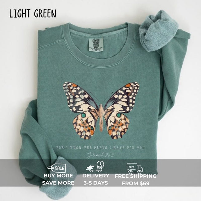 Comfort Colors Butterfly Jeremiah 29:11 Christian Sweatshirt