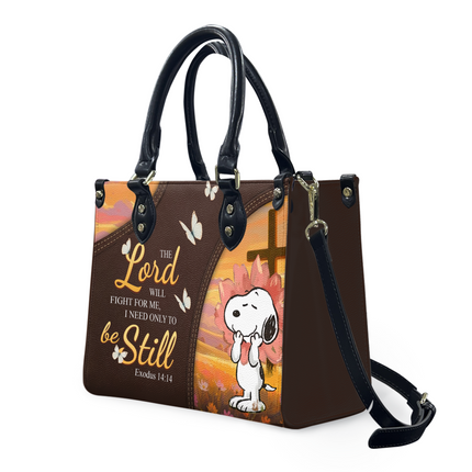 "The Lord Will Fight For Me, I Need Only To Be Still" Christian Leather Handbag