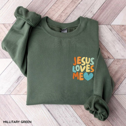 Jesus Loves Me Embroidery Sweatshirt