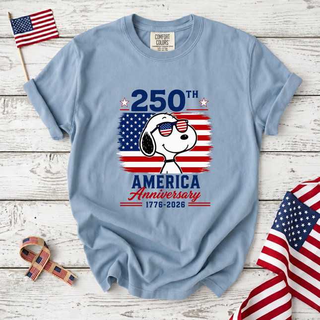 Comfort Colors 250th America Anniversary Patriotic Snoopy Sunglasses T-Shirt