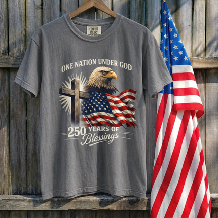 Comfort Colors One Nation Under God 250 Years of Blessings T-Shirt