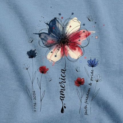 Comfort Colors America Floral Watercolor Faith Freedom Pride T-Shirt