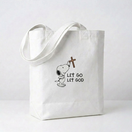 Let Go Let God Embroidered Tote Bag