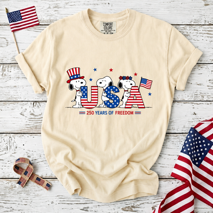 Comfort Colors USA 250 Years of Freedom Patriotic Puppies T-Shirt